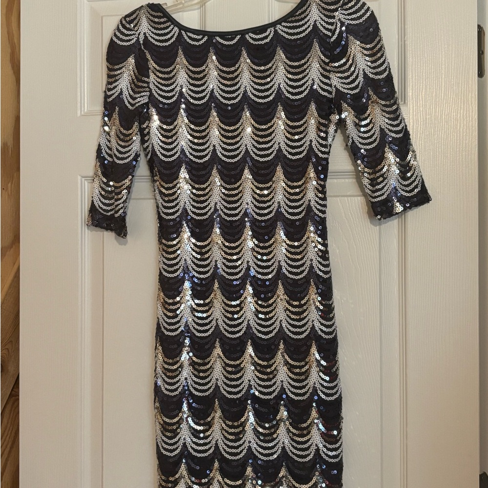 Crystal Doll Blue and Silver Bodycon Mini Dress